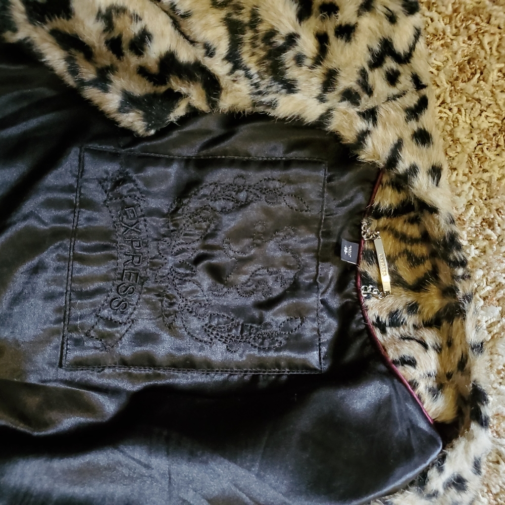 Express Leopard Print Fur Jacket - image 7